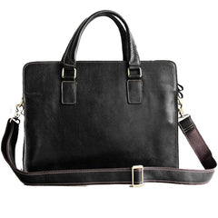 Vintage Black Leather Mens Briefcases Work Bag Laptop Bag Business Bag for Men - imessengerbags