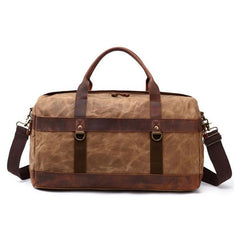 Mens Waxed Canvas Leather Weekender Bag Canvas Large Travel Bag for Men - imessengerbags