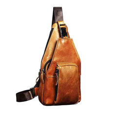 Cool Leather Mens Sling Bag Chest Bag Sling Shoulder Bag Sling Backpacks for men