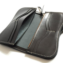 Handmade Leather Biker Wallet Mens Cool Chain Wallet Trucker Wallet with Chain