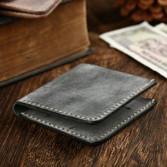 Simple SLim  Handmade Cool Mens Black billfold Wallet Blue Card Wallet Brown Wallet For Men