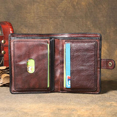 Pleated Leather Mens Vertical Black billfold Wallet Men Brown Small Bifold Wallets for Men