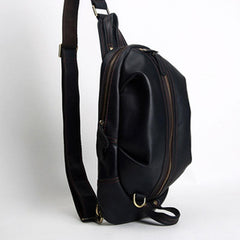 Genuine Leather Mens Cool Chest Bag Sling Bag Crossbody Bag Travel Bag Hiking Bag for men - imessengerbags