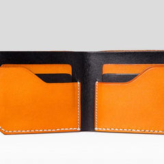 Handmade Mens Cool billfold Leather Wallet Men Small Slim Wallets Bifold for Men - imessengerbags