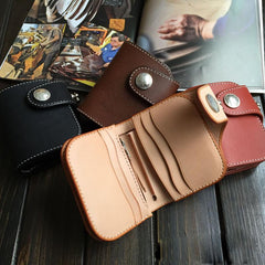 Handmade Leather Biker Wallet Mens Cool Short Chain Wallet Trucker Wallet with Chain - imessengerbags