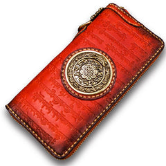 Handmade Leather Tibetan Mens Chain Biker Wallet Cool Leather Wallet Long Clutch Wallets for Men - imessengerbags