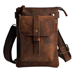 Mens Leather Small COURIER BAG Side Bag Waist Bag Holster Belt Case Belt Pouch for Men - imessengerbags