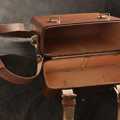 Handmade Vintage Coffee Leather Mens Messenger Bag Box Shoulder Bags for Men - imessengerbags