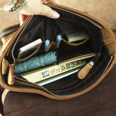 Leather Brown Mens Vintage Small Side Bag Shoulder Bags Small Messenger Bag For Men - imessengerbags
