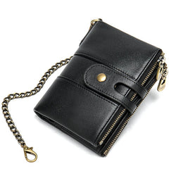 Cool Brown Leather Men's Biker Chain Wallet Black Small Wallet with Chain For Men - imessengerbags