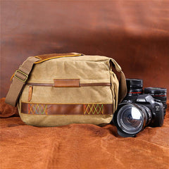 GREEN Waxed CANVAS 13'' MENSCANON Waterproof CAMERA SIDE BAG NIKON CAMERA SHOULDER BAG DSLR CAMERA MESSENGER BAG FOR MEN