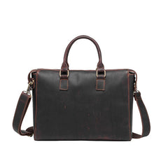 Cool Coffee Leather Mens Briefcase 15inch Laptop Bag Work Handbag Business Bag for Men - imessengerbags