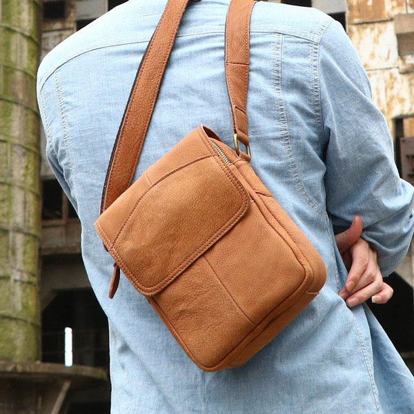 Cool Vintage Leather Small Mens Messenger Bags Shoulder Bags for Men