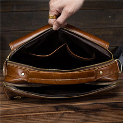 Cool Leather Small Side Bag Handbag Work Bag Business Bag Shoulder Bags For Men - imessengerbags