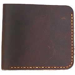 Cool Leather Mens Coffee Slim Small Wallet Bifold Vintage billfold Wallet for Men - imessengerbags