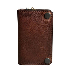 Handamde Genuine Leather Mens Cool Key Wallet Card Slim Wallet Key Holder Car Key Case for Men - imessengerbags