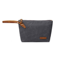 Cool Canvas Leather Mens Wristlet Bag Vintage Clutch Zipper Bag for Men