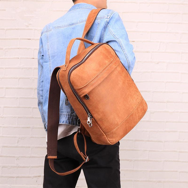 Cool Leather Mens 13inch Computer Backpack School Backpack Travel Backpack for Men - imessengerbags