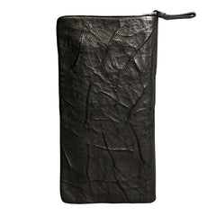 Genuine Leather Mens Cool Long Leather Wallet Zipper Clutch Wristlet Wallet for Men - imessengerbags