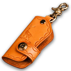 Handmade Leather Tooled Mens Cool Car Key Wallet Car Key Holder Car KeyChain for Men - imessengerbags