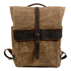 Waxed Canvas Leather Mens Backpack Canvas Travel Backpacks Canvas School Backpack for Men - imessengerbags
