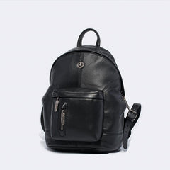 Cool Mens Black Leather School Backpack Travel Backpack Leather Hiking Backpack for Men - imessengerbags