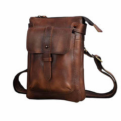 Cool Leather Mens Small Belt Bag Belt Pouch Waist Bag Mini Side Bag For Men