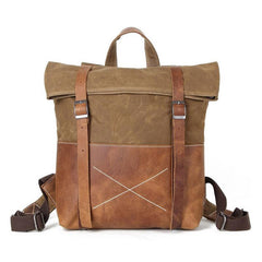 Cool Waxed Canvas Leather Mens Backpack Canvas Travel Backpacks Canvas School Backpack for Men