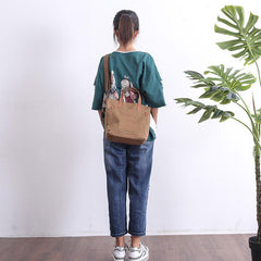 Canvas Leather Mens Womens Large White Handbag Tote Bag Khaki Shoulder Tote Purse For Men - imessengerbags