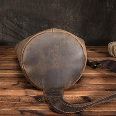 Cool Mens Leather Barrel Chest Bags Bucket Sling Bag One Shoulder Backpack For Men