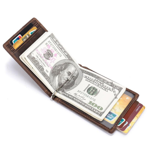 RFID Leather Slim Mens Small Wallet billfold Bifold Wallet Front Pocket Wallet for Men - imessengerbags