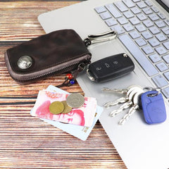 Vintage Mens Leather Key Wallet Zipper Key Holder Coin Wallet Change Pouch For Men - imessengerbags