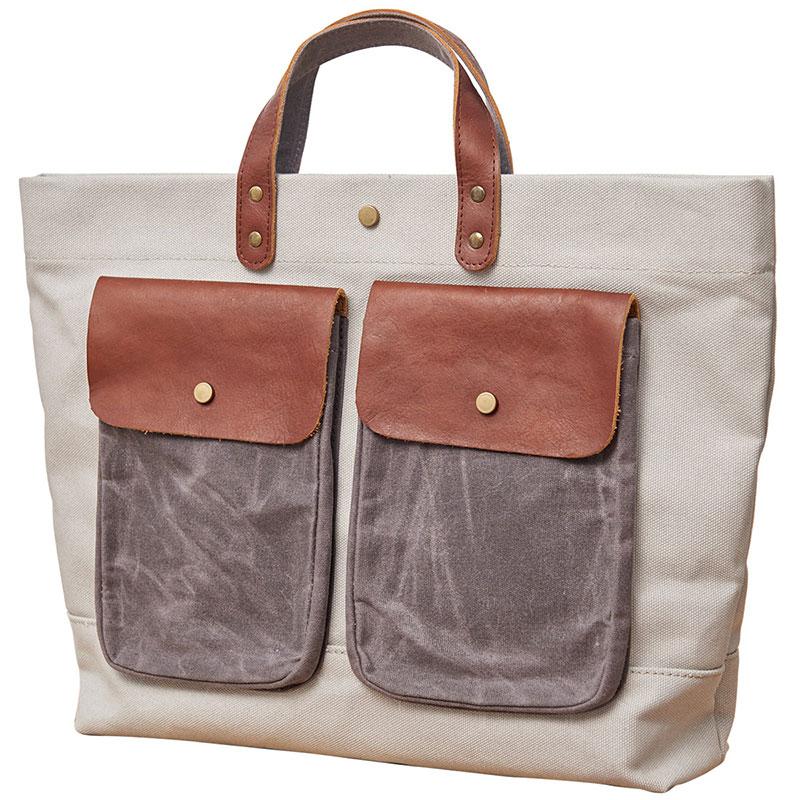 Mens Leather Canvas Large Handbag Canvas Tote Bag Canvas Briefcase for Men