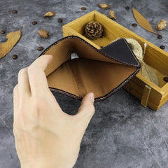 Vintage Leather Men's Bifold Small Wallet Front Pocket Wallet billfold Wallet For Men - imessengerbags