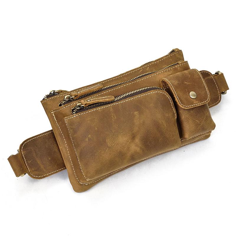 Waist Bag for Man Brown Color Check Design Kamr Bag for Boys