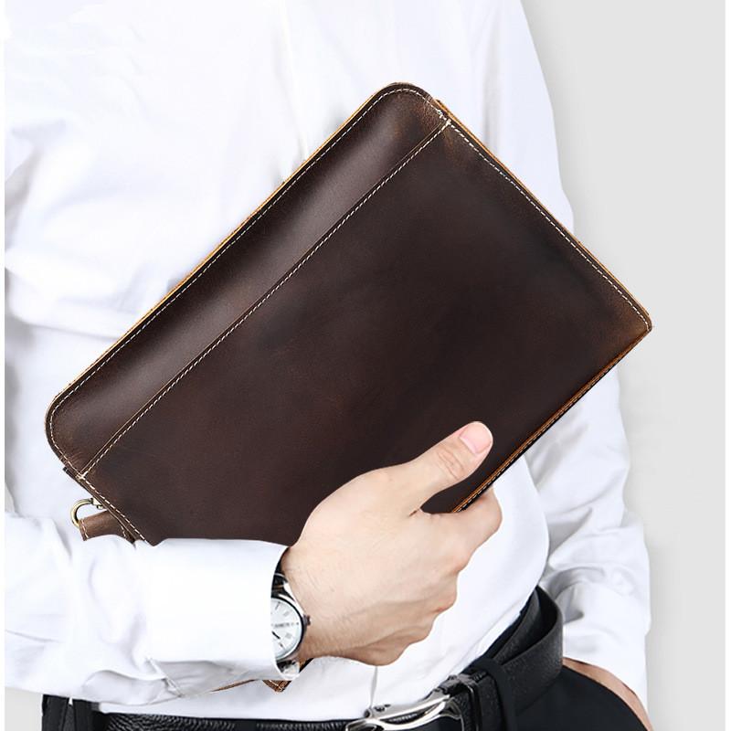 Luxury Brand Leather Men Clutch Bag Business Wristlet – handbagholdall