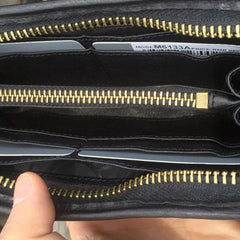 Genuine Leather Mens Cool Long Leather Wallet Biker Wallet Zipper Clutch Wallet for Men - imessengerbags