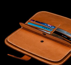 Handmade Leather Men Slim Cool Leather Wallet Long Phone Clutch Wallets for Men - imessengerbags