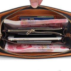 Handmade Leather Mens Cool Long Leather Wallet Bifold Clutch Wallet for Men - imessengerbags