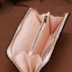 Handmade Leather Mens Clutch Wallet Cool Zhong Kui Tooled Wallet Long Zipper Wallets for Men - imessengerbags