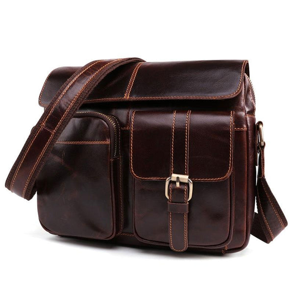 Cool Dark Brown Vintage Leather Small Side Bag Messenger Bag Shoulder Bags For Men - imessengerbags