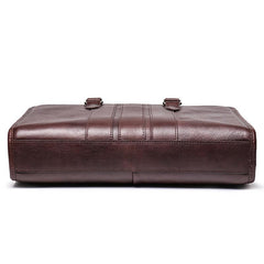 Vintage Brown Leather Men's 14‘’ Laptop Briefcase Professional Briefcase Handbag For Men - imessengerbags