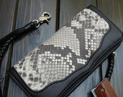 Handmade Leather Tooled Black Mens Clutch Wallet Cool Wallet Long Wallets for Men - imessengerbags
