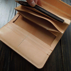 Handmade Leather Biker Wallet Boa Skin Trifold Mens Cool Chain Wallet Trucker Wallet with Chain - imessengerbags