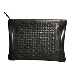 Genuine Leather Braided Mens Clutch Cool Slim Wallet Zipper Clutch Wristlet Wallet for Men