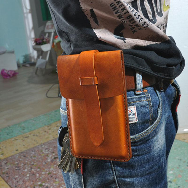 Handmade Leather Belt Pouch Mens Waist Bag Phone holsters for Men - imessengerbags