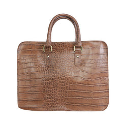 Vintage Dark Brown Leather Mens 14 inches Briefcase Black Work Briefcase Handbags For Men - imessengerbags