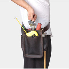 Cool Men's Leather Tool Pouch electrician tool bag Belt Pouch For Men - imessengerbags