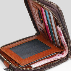 Handmade Mens Cool billfold Leather Wallet Men Small Wallets Bifold for Men - imessengerbags