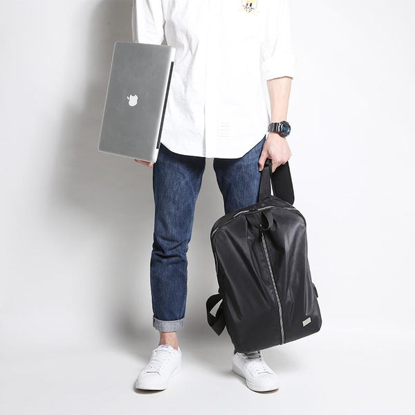 Cool PVC Water Repellent Fabric Men's Black Travel Backpack Large 15.6'' Backpack Laptop Backpack For Men - imessengerbags